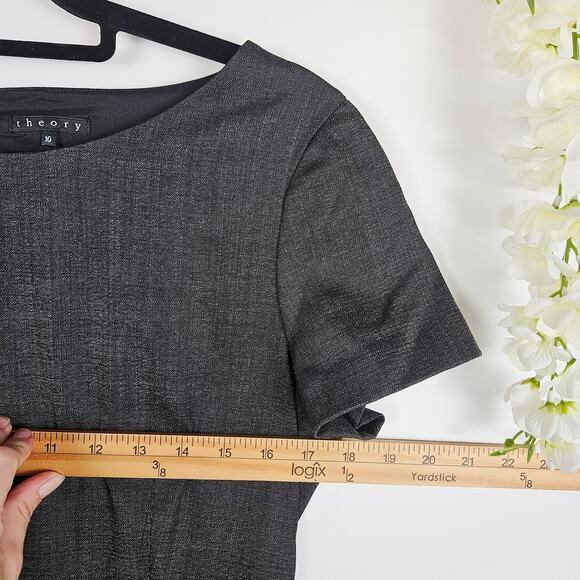 Theory Size 10 Nuriana Raetia Sheath Dress Gray Blend Short Sleeve Career Work - Picture 11 of 12